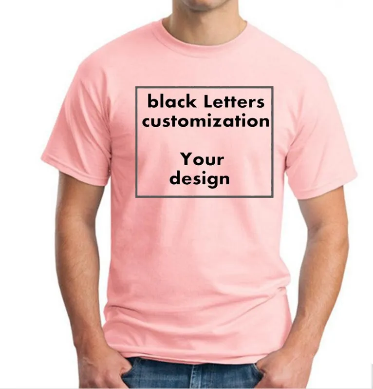 Мужская и женская розовая футболка с логотипом на заказ 2019|t shirt men|mens clothingt |
