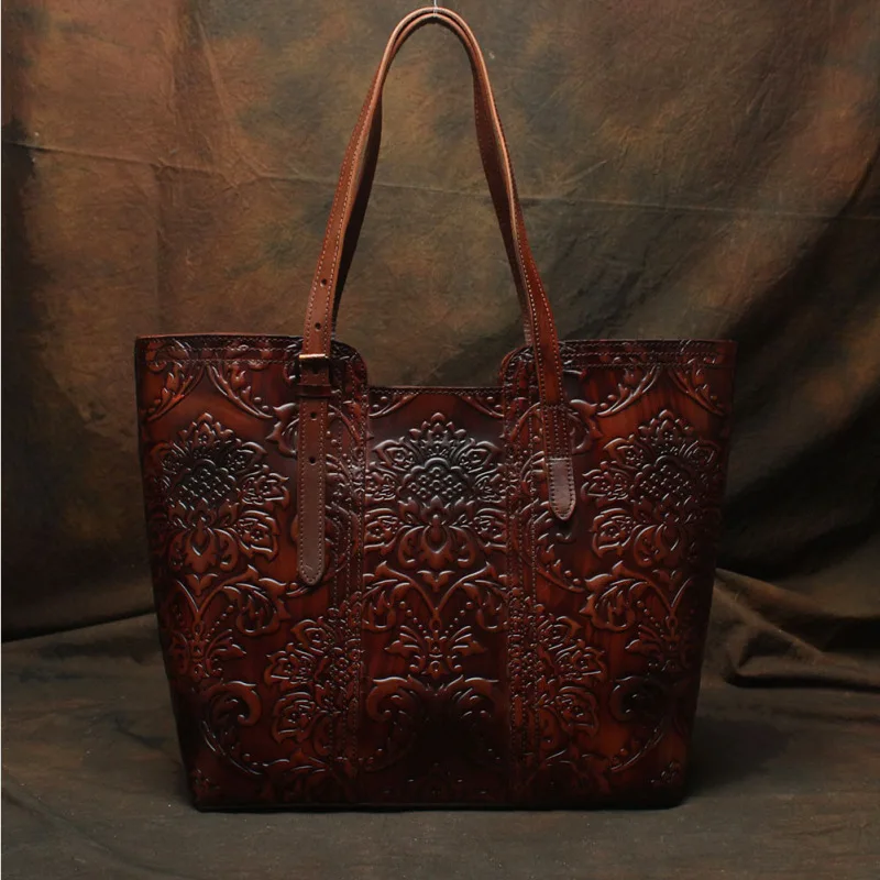 Nesitu Vintage Flower Pattern Coffee Thick Genuine Leather Women Shoulder Bags Female Cowhide Woman Tote Handbag M113
Nesitu Vintage Flower Pattern Coffee Thick Genuine Leather Women Shoulder Bags Female Cowhide Woman Tote Handbag M113