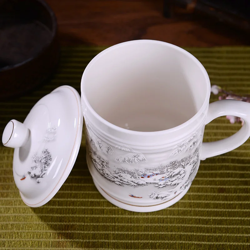 900 ML Chinese Traditional Tea Cup with Lid Ceramic Blue and White Porcelain Office Large Capacity Water Milk Coffee Mug Teacup
900 ML Chinese Traditional Tea Cup with Lid Ceramic Blue and White Porcelain Office Large Capacity Water Milk Coffee Mug Teacup