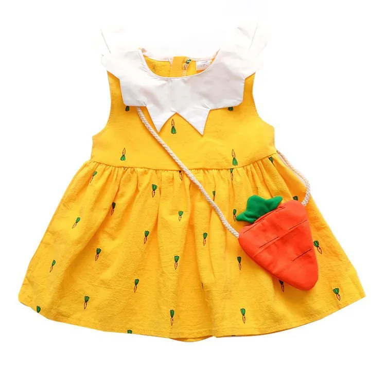Платье для маленьких девочек с морковным принтом коллекция 2018 года летний топ