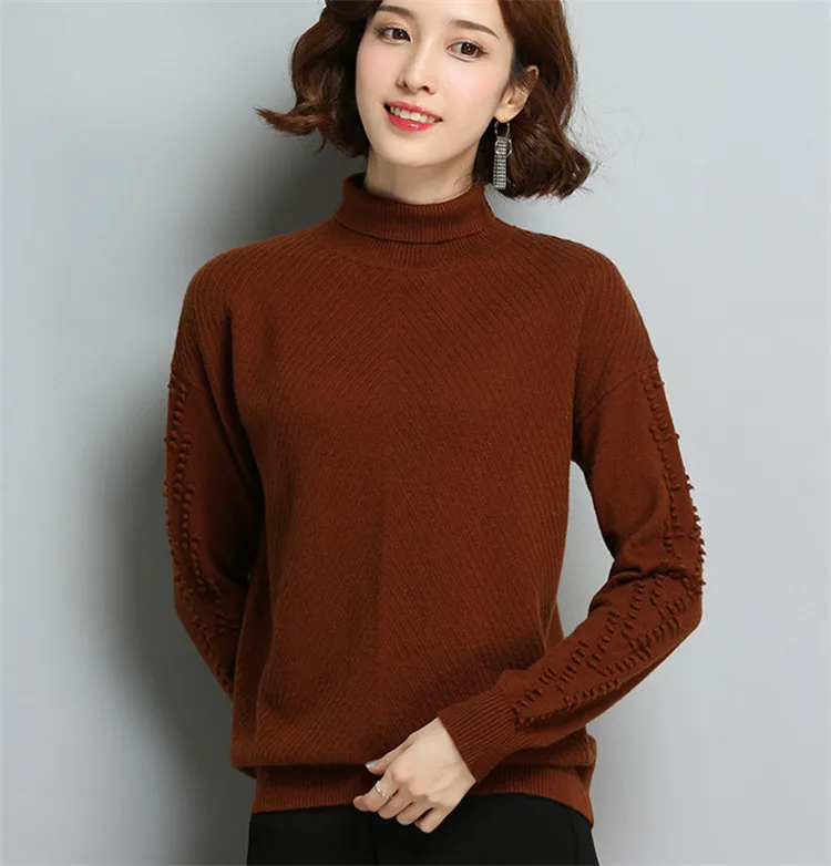 100% wool twill knit women turtleneck pullover sweater embroidery small balls sleeve dark grey 2color M-L retail wholesale
100% wool twill knit women turtleneck pullover sweater embroidery small balls sleeve dark grey 2color M-L retail wholesale