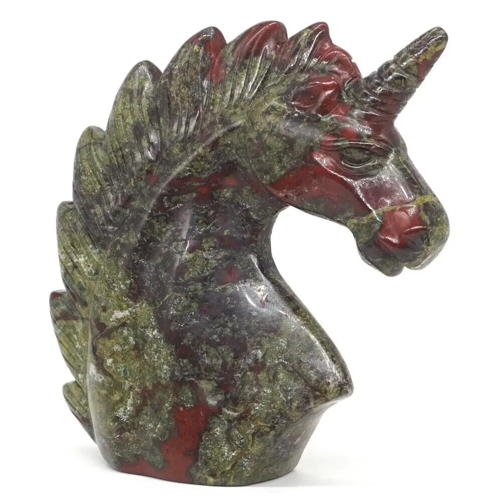 Unicorn Head Figurine 4" Natural Gemstone Dragon Bloodstone Crystal Carved Reiki Healing Statue Decor
Unicorn Head Figurine 4" Natural Gemstone Dragon Bloodstone Crystal Carved Reiki Healing Statue Decor