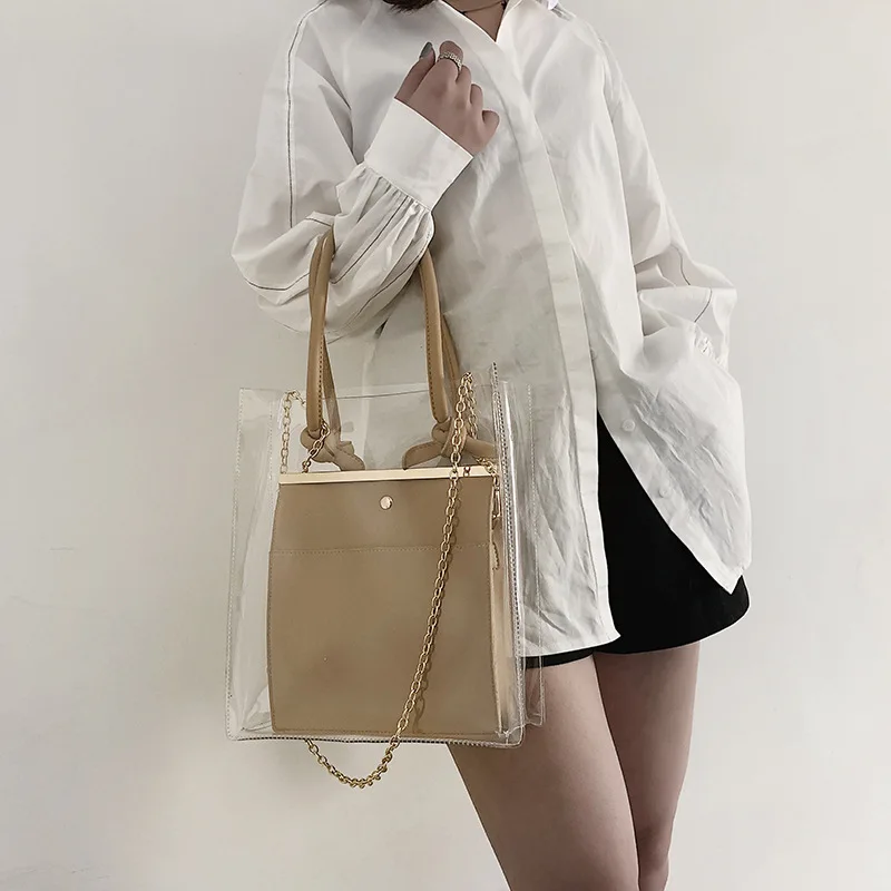 mixtx Fashion Transparent Handbag Women Beach Shoulder Bag Jelly Crystal Crossbody Chain Tote Lady PVC Clear Composite Bag
mixtx Fashion Transparent Handbag Women Beach Shoulder Bag Jelly Crystal Crossbody Chain Tote Lady PVC Clear Composite Bag