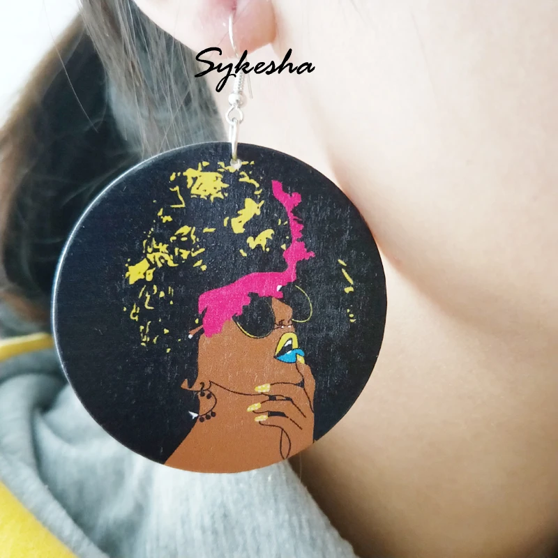 2019 Wholesale 6cm African Head Pattern Geometric Round Wooden Earrings Punk Earrings Christmas Gift
2019 Wholesale 6cm African Head Pattern Geometric Round Wooden Earrings Punk Earrings Christmas Gift