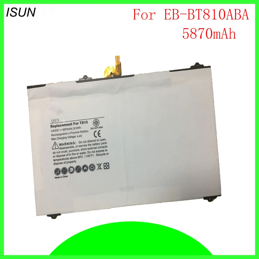 ISUN 2pcs/lot Battery For Samsung GALAXY Tab S2 9.7 T815C T815 S2 T813 T819C SM-T810 SM-T817A SM-T815 EB-BT810ABE battery 5870mA
ISUN 2pcs/lot Battery For Samsung GALAXY Tab S2 9.7 T815C T815 S2 T813 T819C SM-T810 SM-T817A SM-T815 EB-BT810ABE battery 5870mA