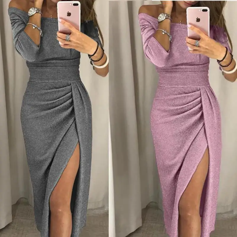 One Word Collar Package Hip Dress 2019 Women Shiny Off Shoulder Ruched Thigh Slit Dress Sexy Club Wrist Sleeve Dress Vestidos
One Word Collar Package Hip Dress 2019 Women Shiny Off Shoulder Ruched Thigh Slit Dress Sexy Club Wrist Sleeve Dress Vestidos