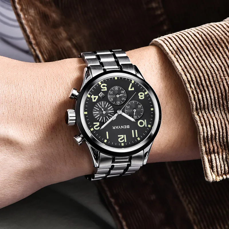 BENYAR 2019 новые мужские часы бизнес военный хронограф водонепроницаемые Модные