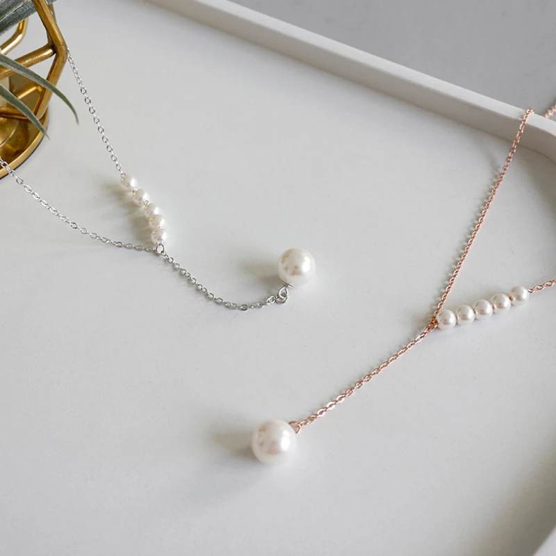 S925 Серебряный Модный одиночный женский жемчужный кулон ожерелье|Ожерелья| |