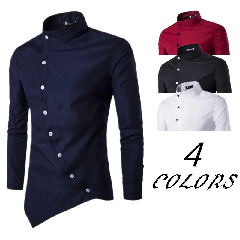 Palace style men shirt Spring autumn Solid color long sleeve Casual shirt mens Oblique single breasted slim shirt Brand clothing
Palace style men shirt Spring autumn Solid color long sleeve Casual shirt mens Oblique single breasted slim shirt Brand clothing