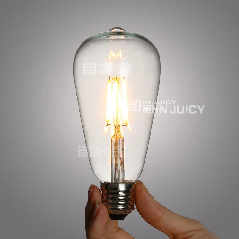 

10PCS/LOT NEWEST Vintage Retro St64 LED 4W E27 Filament light bulb old fasioned warm white edison screw RH LOFT