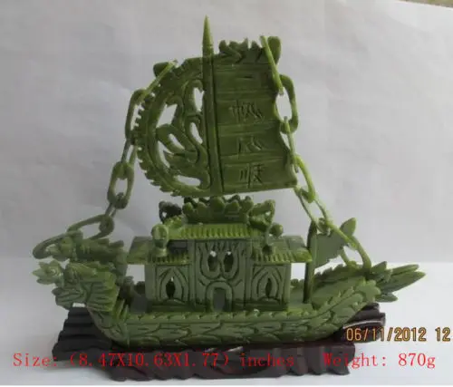 South China hand-carved Taiwan jade dragon boat,Sailing -Everything goes well with symbol
South China hand-carved Taiwan jade dragon boat,Sailing -Everything goes well with symbol