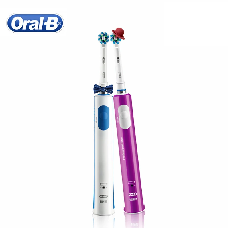 Фото Оригинальная электрическая зубная щетка Oral B Pro600 Plus с 2 насадками для глубокого