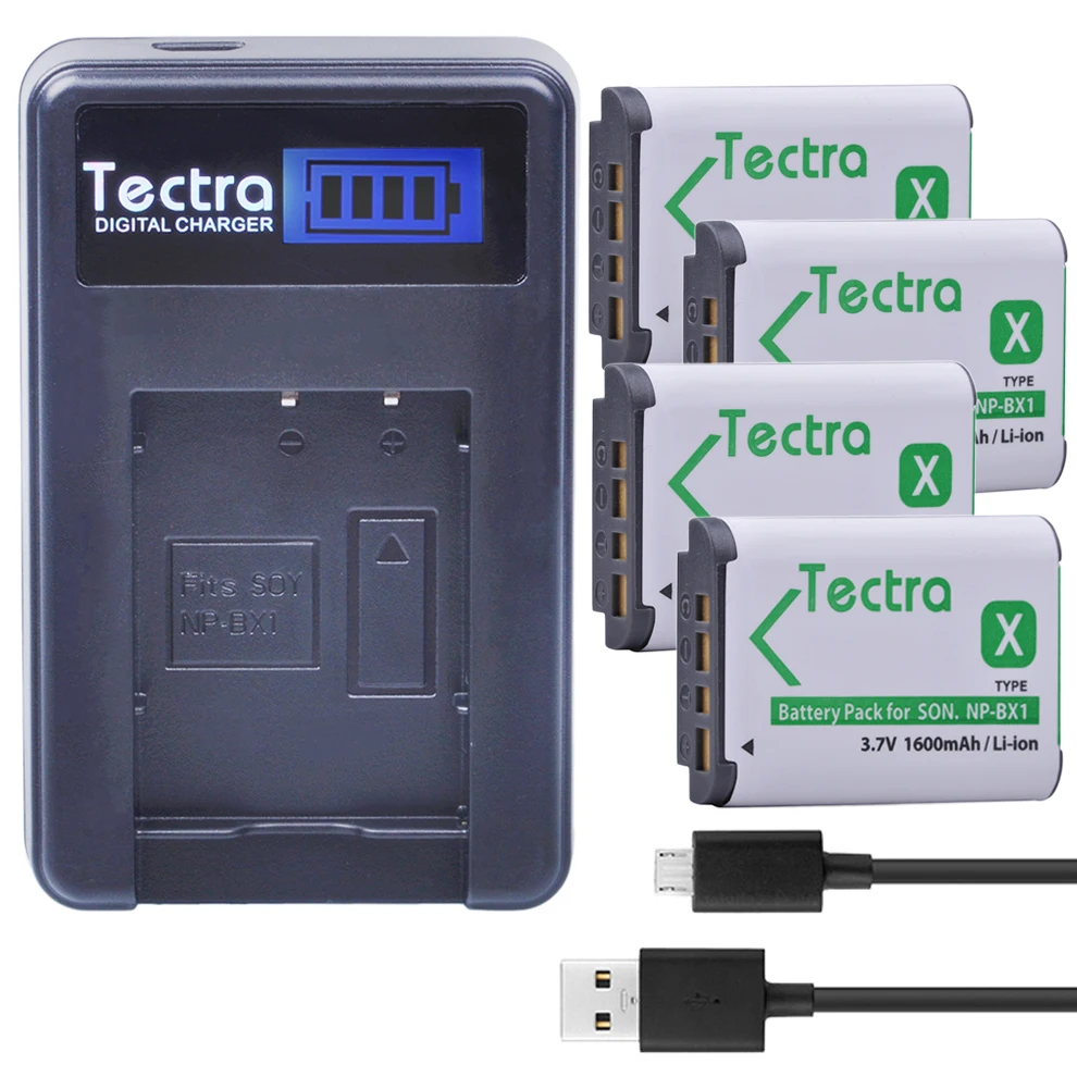 Tectra 4 x NP-BX1 NP BX1 NPBX1 литий-ионная камера Bateria + ЖК-Зарядное устройство USB для Sony DSC-RX100