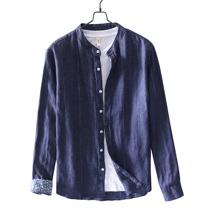 2019 Italy Suehaiwe's brand pure linen shirts men striped casual blue shirt male stand collar fashion shirt mens camisa chemise
2019 Italy Suehaiwe's brand pure linen shirts men striped casual blue shirt male stand collar fashion shirt mens camisa chemise
