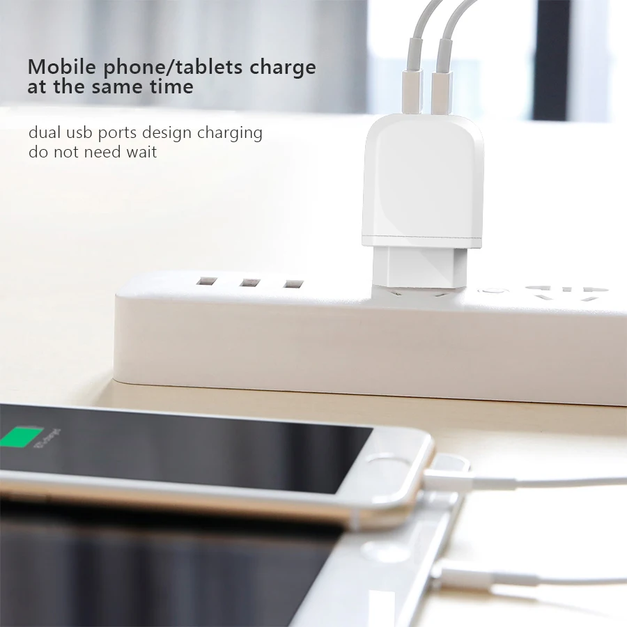 Универсальное USB зарядное устройство 15 Вт 5 В 2 4 А для Iphone 7 8 штепсельная вилка