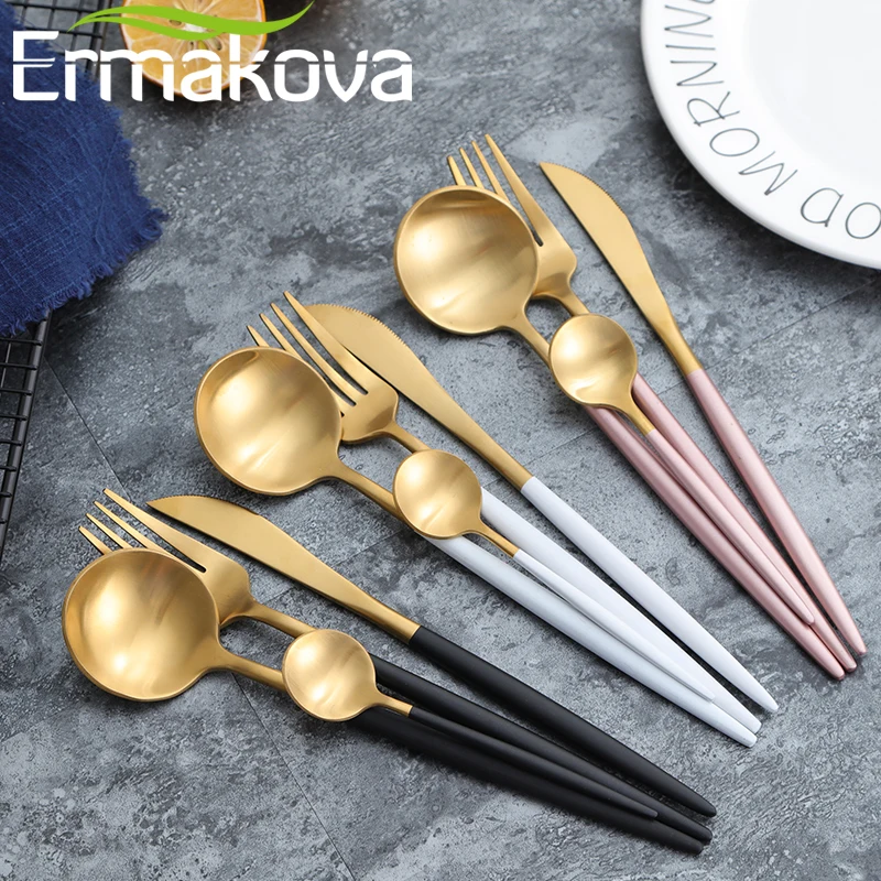 ERMAKOVA 4-Pieces Stainless Steel Flatware Set Golden Tableware Serving Set Fork Knife Fork Home Restaurant Hotel
ERMAKOVA 4-Pieces Stainless Steel Flatware Set Golden Tableware Serving Set Fork Knife Fork Home Restaurant Hotel