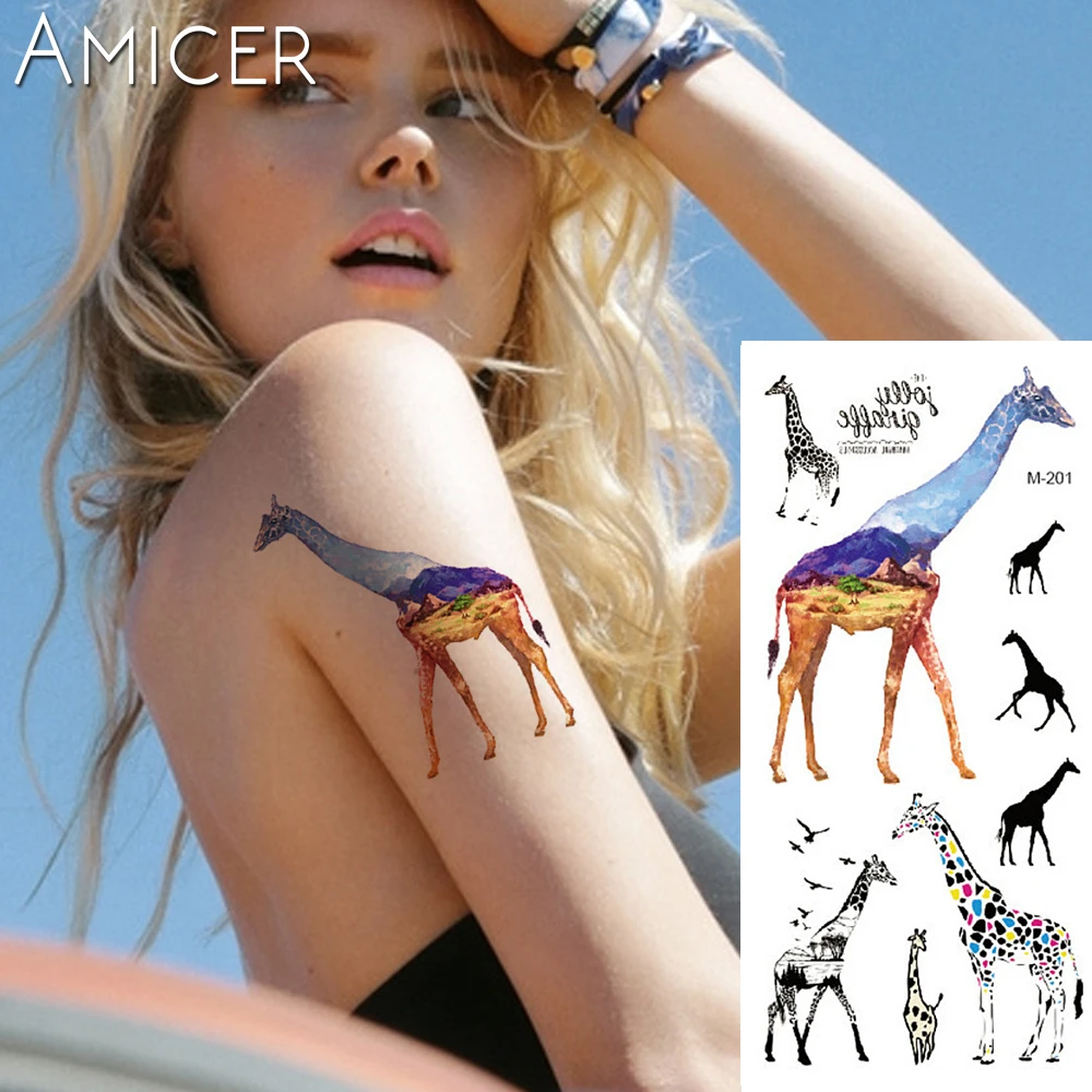 1 piece Fantasy Color giraffe Hot Large animal Temporary Tattoo Waterproof Tattoo Sticker for women men
1 piece Fantasy Color giraffe Hot Large animal Temporary Tattoo Waterproof Tattoo Sticker for women men