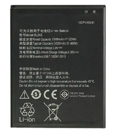 АЗК для lenovo K3 Примечание Батарея 2900 mAh Li-Ion BL243 Замена K50-T5 смартфон | Мобильные