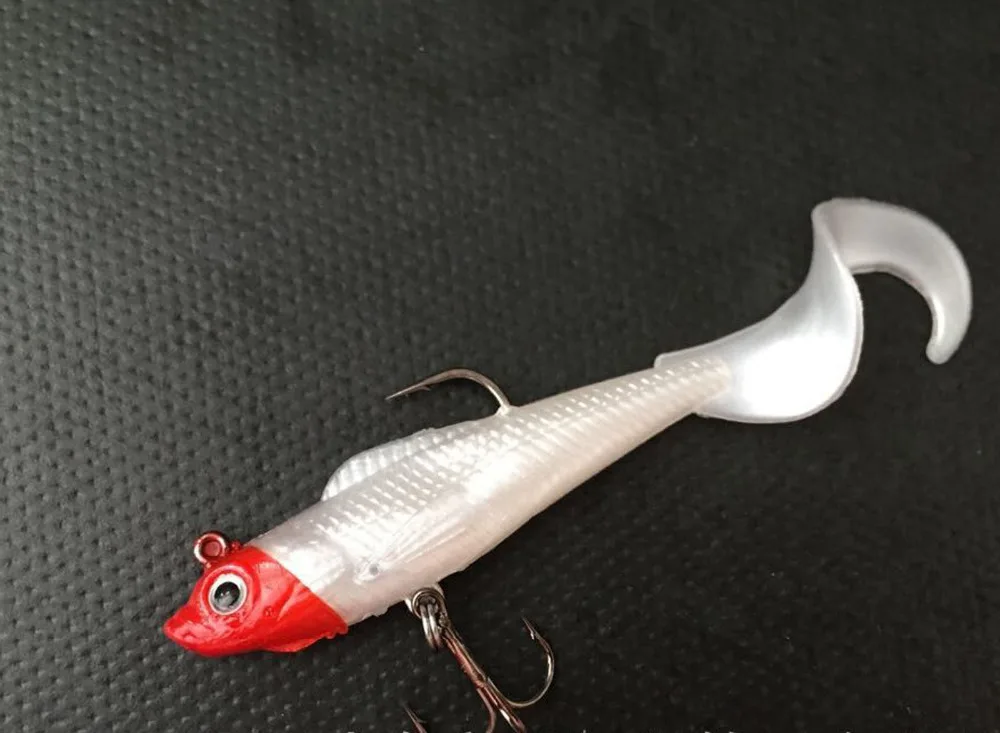 5PCS Red head Fishing soft Lure Jig Replica Fish Lure Baits curving Tail Treble Hook 9cm/9.5g Free shipping
5PCS Red head Fishing soft Lure Jig Replica Fish Lure Baits curving Tail Treble Hook 9cm/9.5g Free shipping