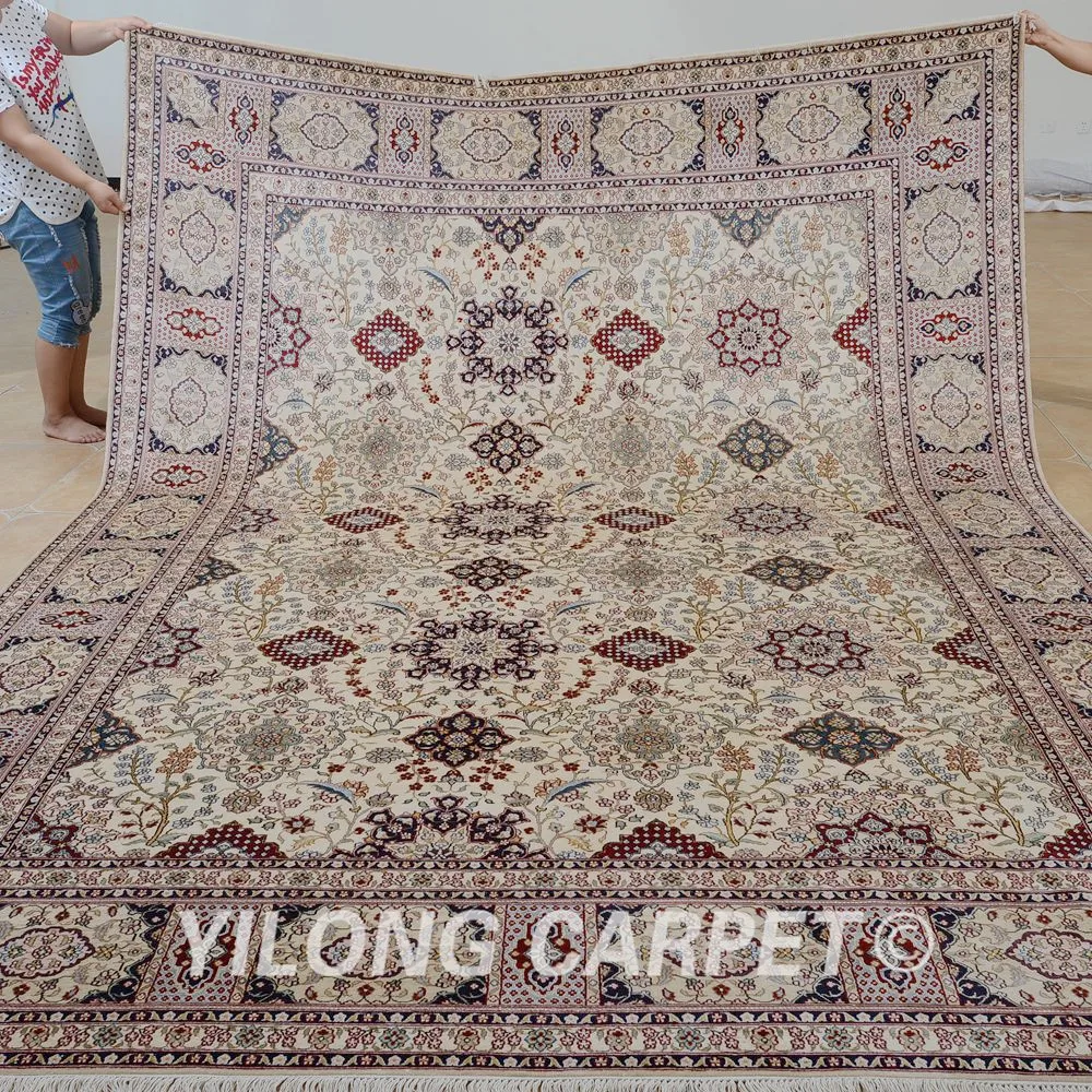 Yilong 9'x12' Antique classic rug large beige vantage hand made persian carpets (0904)
Yilong 9'x12' Antique classic rug large beige vantage hand made persian carpets (0904)