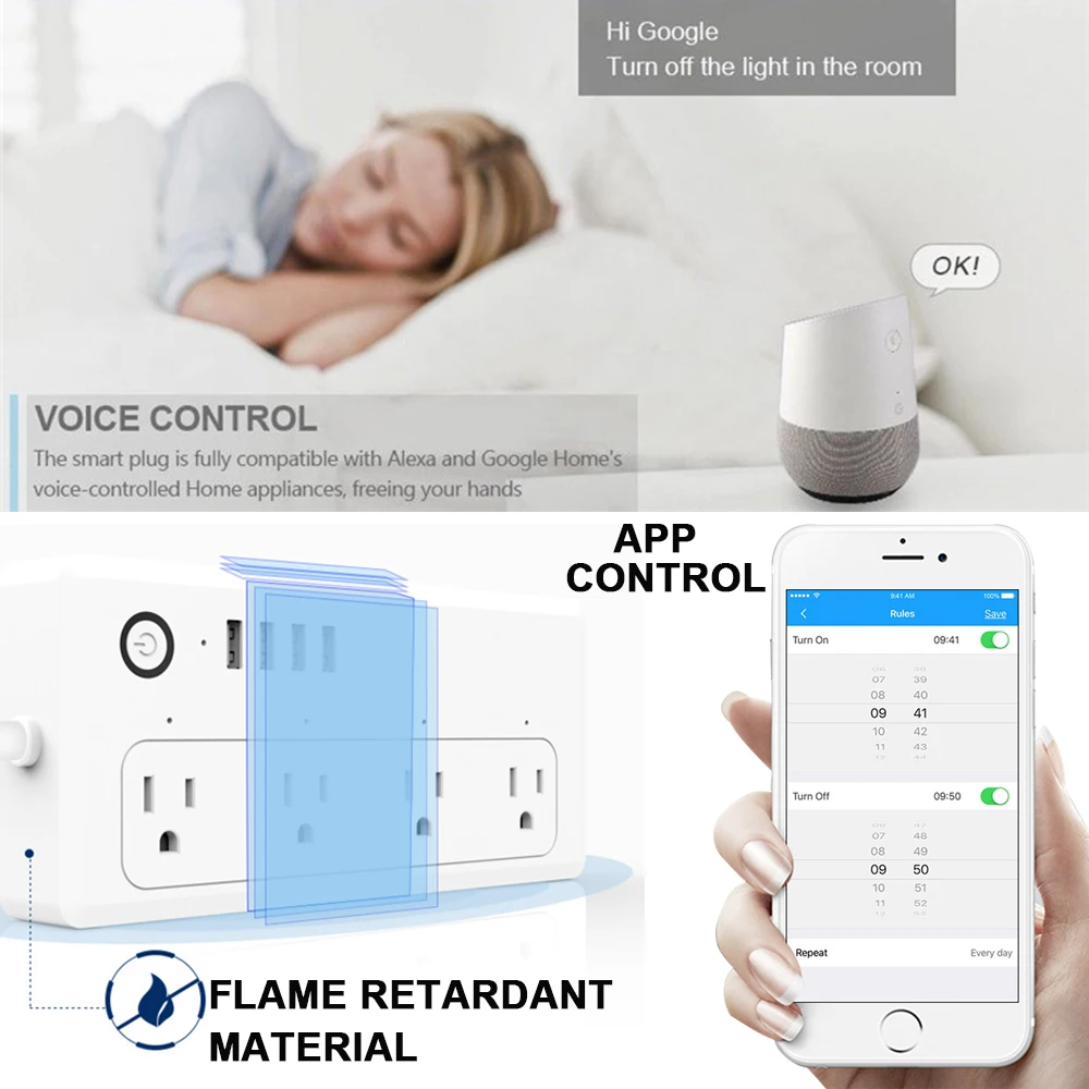 Нам WiFi Smart Plug Стабилизатор напряжения голос Управление таймер индивидуально