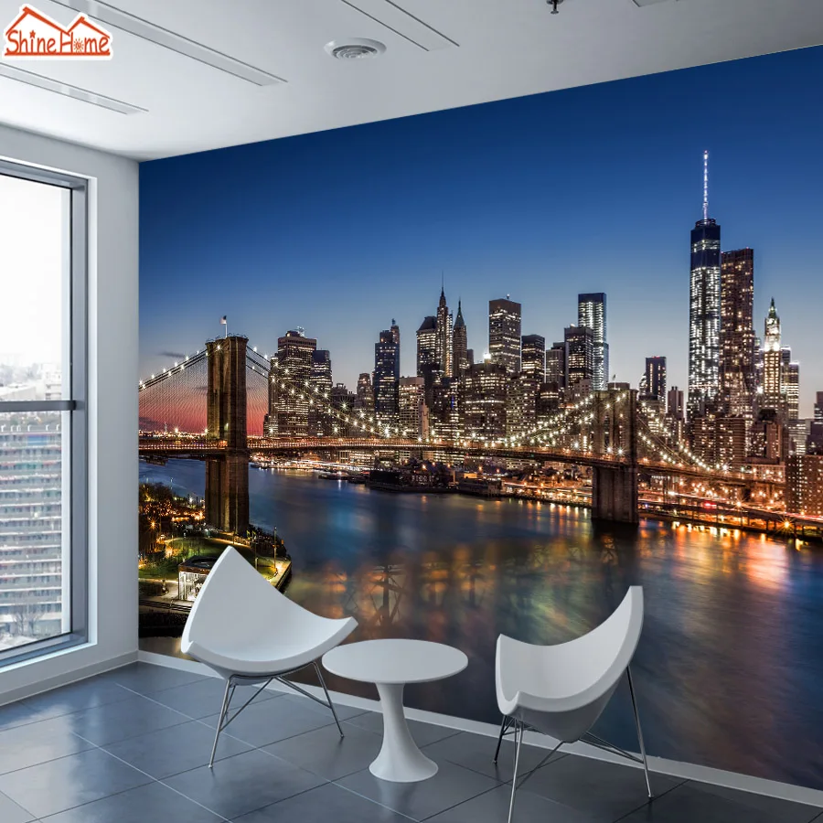 ShineHome настенная бумага s для стен 3 d гостиная спальня NYC Skyline City здание фон кафе