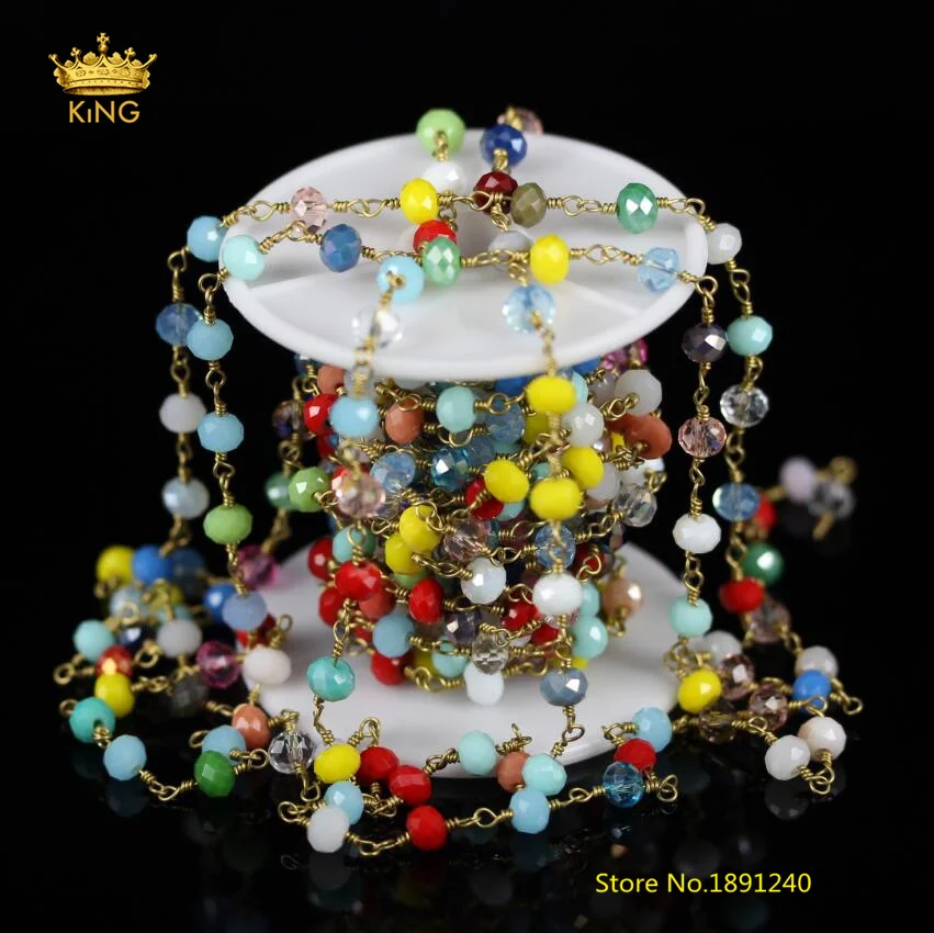 5Meters 4x6mm Colourful Glass Wire Wrapped Faceted Rondelle Glass Plated Brass Links Rosary Chains Crafts Bracelet Findings KS40
5Meters 4x6mm Colourful Glass Wire Wrapped Faceted Rondelle Glass Plated Brass Links Rosary Chains Crafts Bracelet Findings KS40