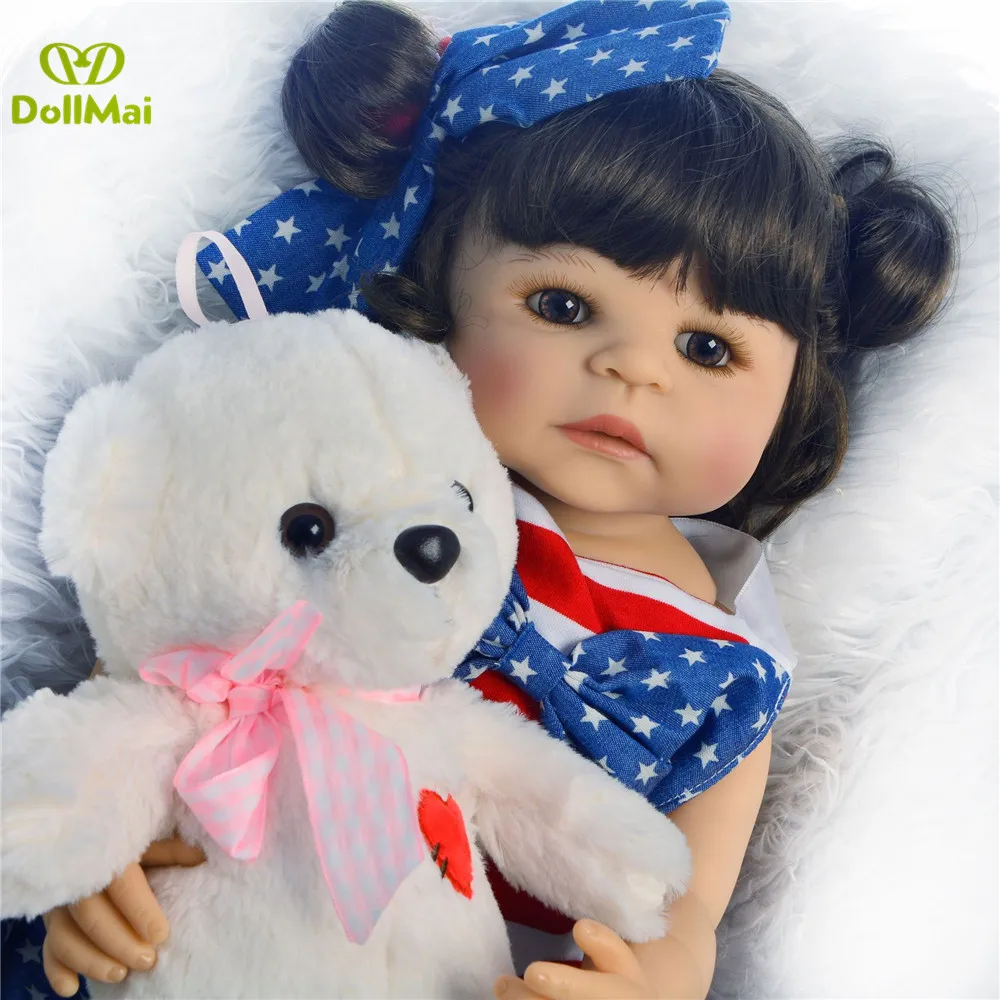 55cm brwon Hair Full Silicone Reborn Doll in Blue five-star skirt girl Bebe gift Reborn Boneca de Silicone Toys For Children K02
55cm brwon Hair Full Silicone Reborn Doll in Blue five-star skirt girl Bebe gift Reborn Boneca de Silicone Toys For Children K02