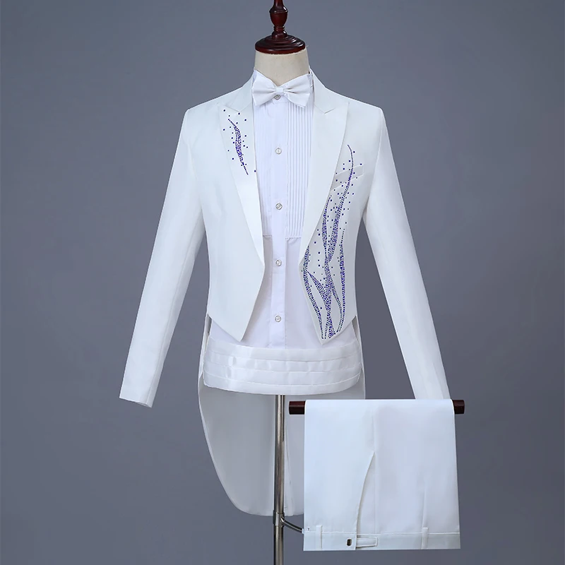 Мужской облегающий костюм (пиджак + брюки ремень бабочка) для свадьбы с