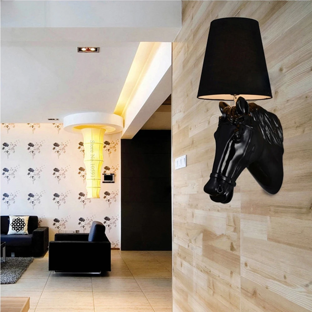 Surface Mounted Modern Wall Lamp LED Fabric Lampshade Black/White Horse Head Sconce Wall Lights for Bedroom Indoor Lighting 220V
Surface Mounted Modern Wall Lamp LED Fabric Lampshade Black/White Horse Head Sconce Wall Lights for Bedroom Indoor Lighting 220V