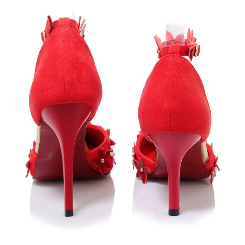 Summer Ankle Buckle Strap Women Pumps 10cm Thin Spike High Heel Pointed Toe Red Flower Flock Party Wedding Lady Stiletto D'Orsay
Summer Ankle Buckle Strap Women Pumps 10cm Thin Spike High Heel Pointed Toe Red Flower Flock Party Wedding Lady Stiletto D'Orsay