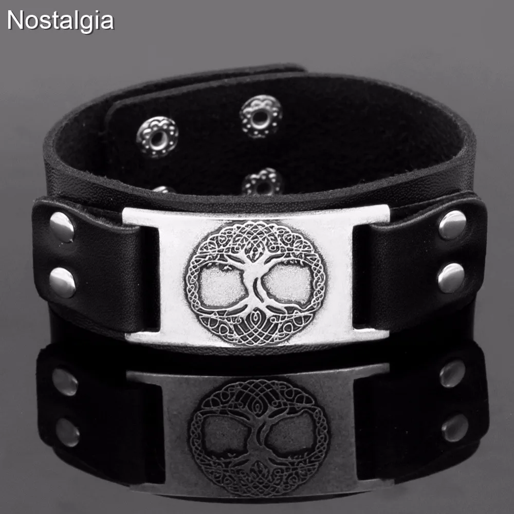 Nostalgia Tree Of Life Black Leather Bracelet Men Viking Snap Button Cuff Bracelets For Women Accessories Wicca Pagan Jewelry
Nostalgia Tree Of Life Black Leather Bracelet Men Viking Snap Button Cuff Bracelets For Women Accessories Wicca Pagan Jewelry