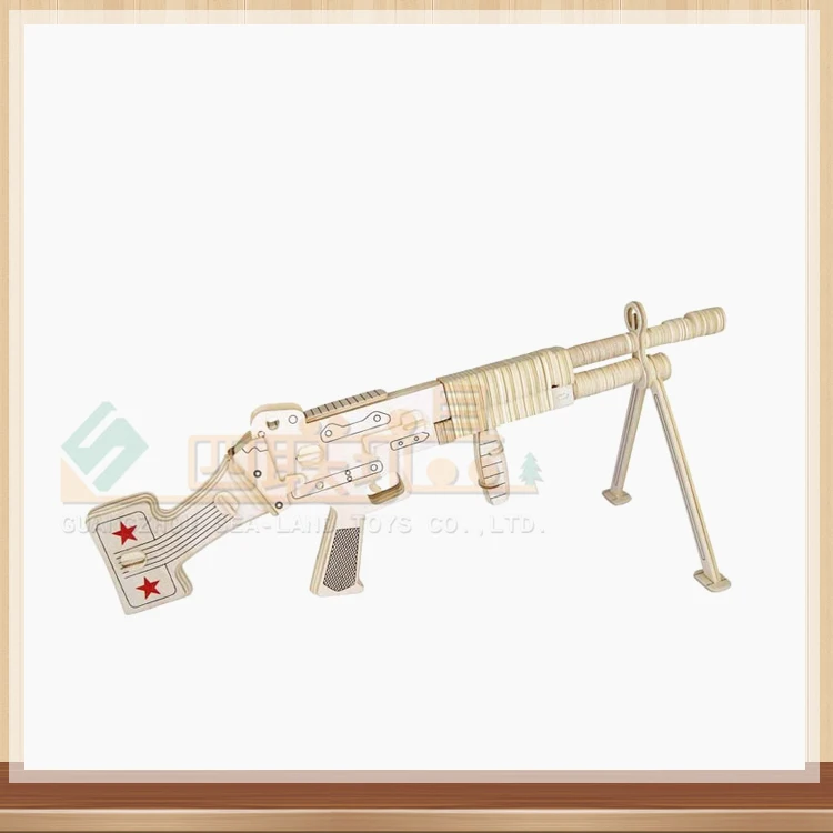 3D деревянный большой Machine Gun Пазл пистолет пазл игрушки развивающие деревянные DIY