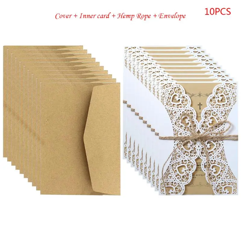 10pcs/set Rustic Laser Cut Wedding invitations Cards Lace Burlap Tie Invite Envelopes Kit For Engagement Bridal Baby Shower
10pcs/set Rustic Laser Cut Wedding invitations Cards Lace Burlap Tie Invite Envelopes Kit For Engagement Bridal Baby Shower