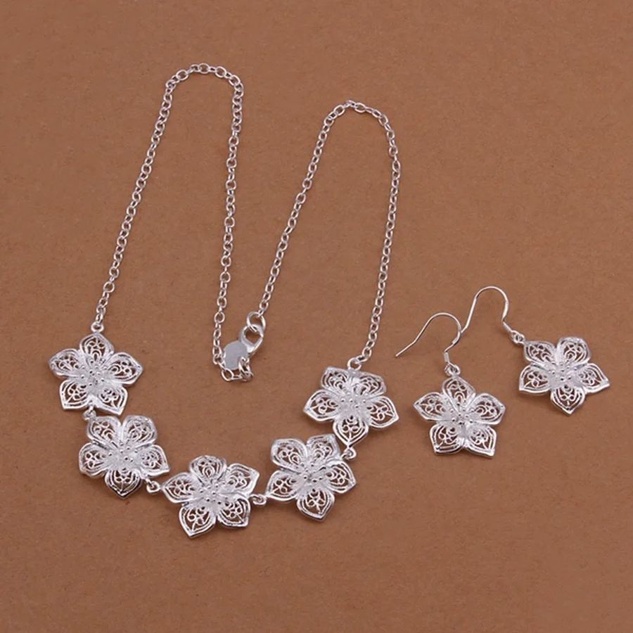 Silver color wedding jewelry charm hollow flower pendant necklace Earrings fashion women Women lady , jewelry Set S451
Silver color wedding jewelry charm hollow flower pendant necklace Earrings fashion women Women lady , jewelry Set S451