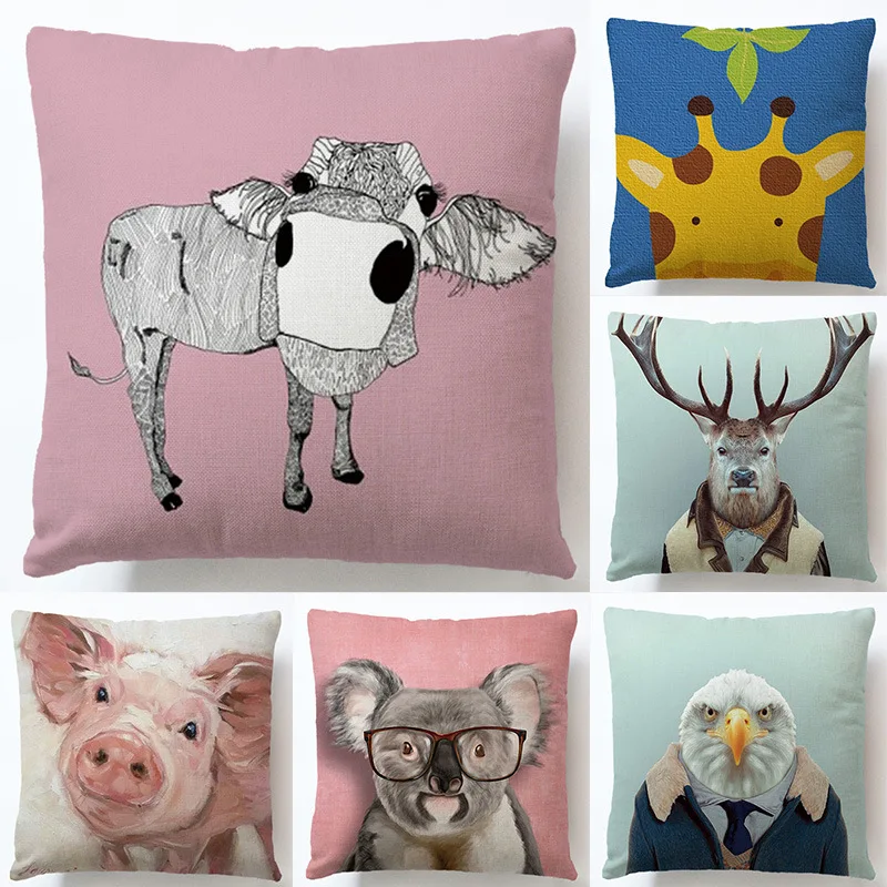 Home Textile 45*45CM Linen color Printed Cartoon Animal Head Square Sofa Car Pillow Case Pillowcase Cushion Cover 2pc/lot
Home Textile 45*45CM Linen color Printed Cartoon Animal Head Square Sofa Car Pillow Case Pillowcase Cushion Cover 2pc/lot