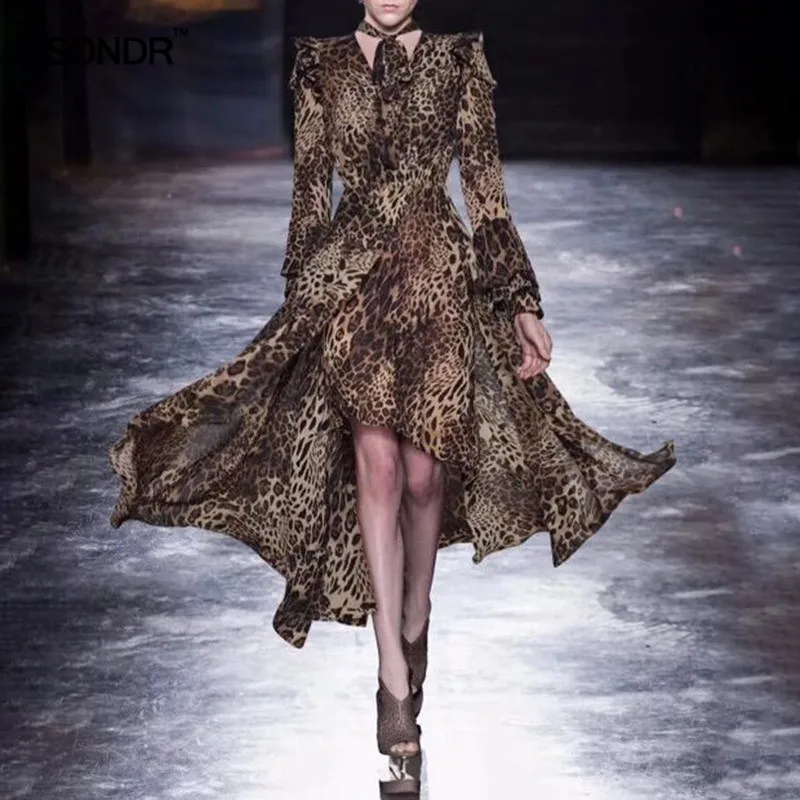 SONDR Asymmetrical Leopard Print Dress Female Lantern Long Sleeve Lace Up Ankle Length Womens Dresses 2019 Spring Fashion
SONDR Asymmetrical Leopard Print Dress Female Lantern Long Sleeve Lace Up Ankle Length Womens Dresses 2019 Spring Fashion