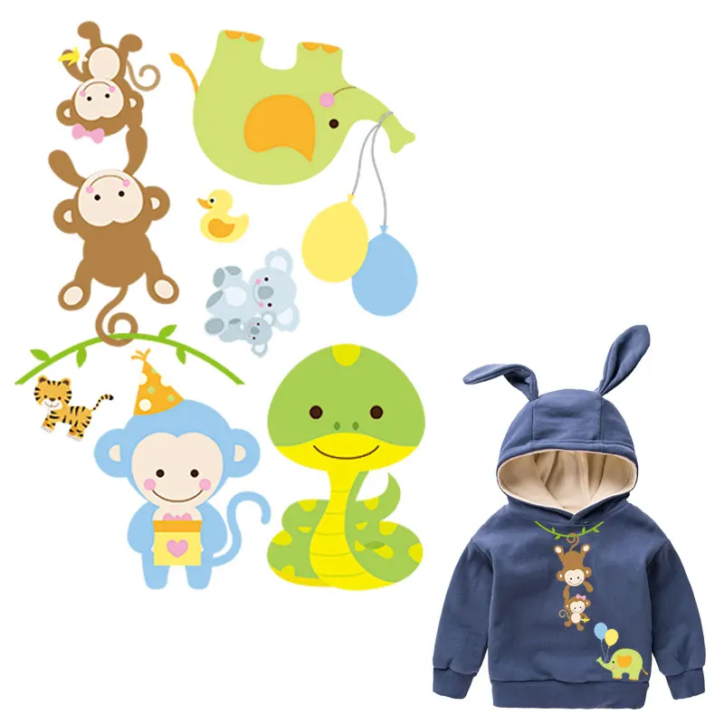 1 set cartoon funny animals monkey ironing stickers for kids clothes elephant patches on infant clothing heat transfer appliques
1 set cartoon funny animals monkey ironing stickers for kids clothes elephant patches on infant clothing heat transfer appliques