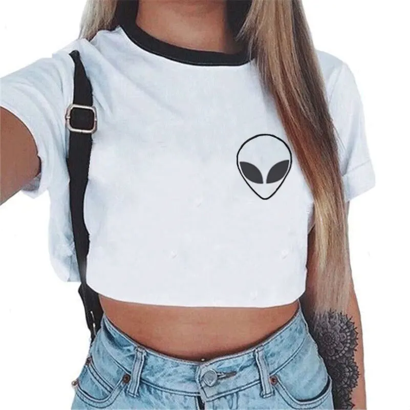 Alien Print Tshirt Harajuku Summer Women Fashion Crop Top Vogue Unicorn Sexy T Shirts Vintage Cropped Tumblr Plus Size
Alien Print Tshirt Harajuku Summer Women Fashion Crop Top Vogue Unicorn Sexy T Shirts Vintage Cropped Tumblr Plus Size