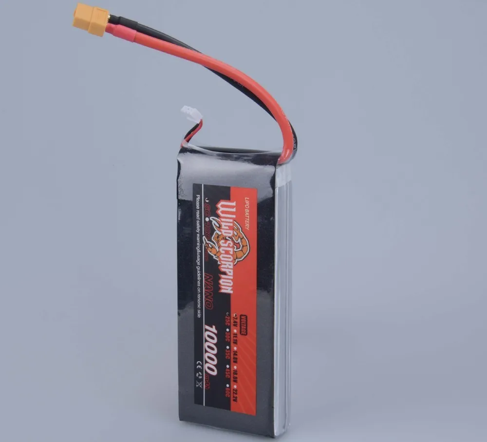 Wild Scorpion 100% Brand 7.4V 10000mAh 2S 25C Li-po Battery energy sources Multi-rotor helicopter
Wild Scorpion 100% Brand 7.4V 10000mAh 2S 25C Li-po Battery energy sources Multi-rotor helicopter