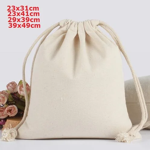 New 23x31, 23x41, 29x39, 39x49 cm 260g Thicken Drawstring Canvas Cotton Bags Makeup Bag Big Packaging Pouch Can Customise Logo
New 23x31, 23x41, 29x39, 39x49 cm 260g Thicken Drawstring Canvas Cotton Bags Makeup Bag Big Packaging Pouch Can Customise Logo
