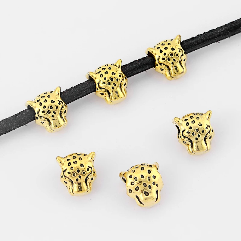15pcs Alloy Animal Leopard Head Spacer Beads Double Sided For 4mm Leather Jewelry Findings Making
15pcs Alloy Animal Leopard Head Spacer Beads Double Sided For 4mm Leather Jewelry Findings Making