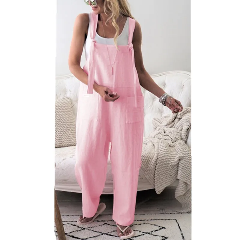 2018 New Brand Women Casual Loose Cotton Linen Solid Pockets Jumpsuit Overalls Wide Leg Cropped Pants macacao feminino Romper
2018 New Brand Women Casual Loose Cotton Linen Solid Pockets Jumpsuit Overalls Wide Leg Cropped Pants macacao feminino Romper