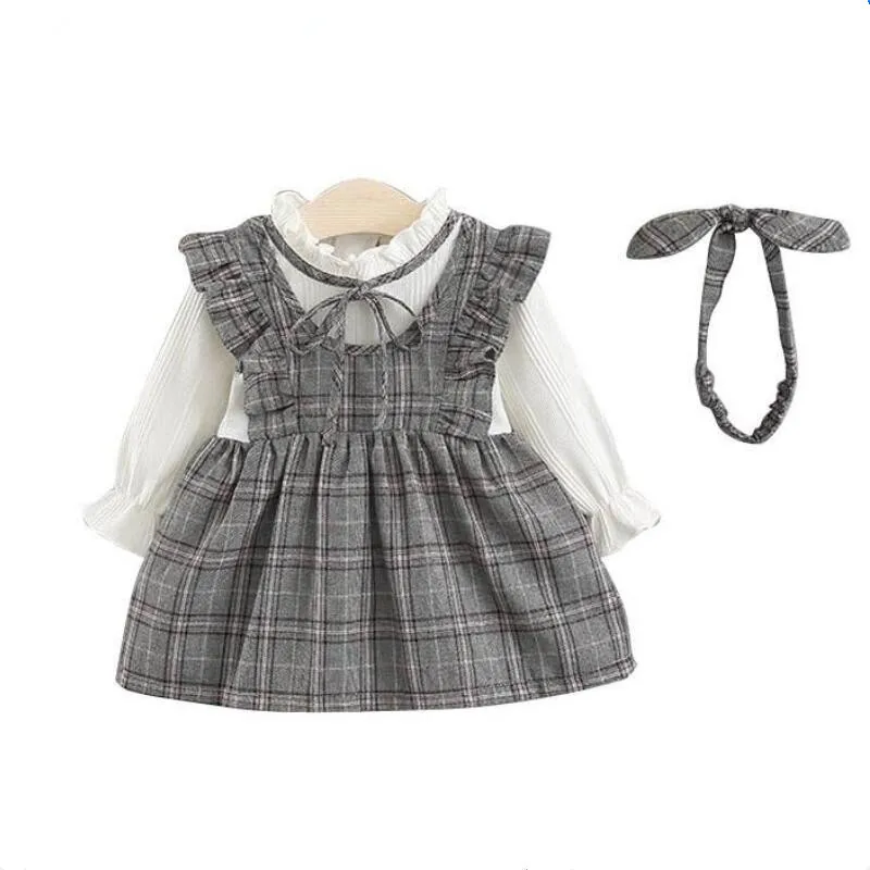 Милое Сетчатое платье с бантом для маленьких девочек Vestido Infantil длинными рукавами