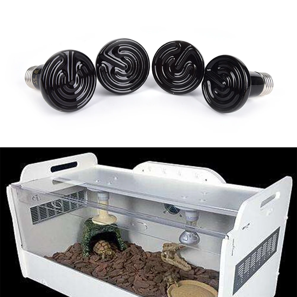 25W / 50W / 75W / 100W black infrared ceramic launcher heat lamp bulbs for reptiles high quality