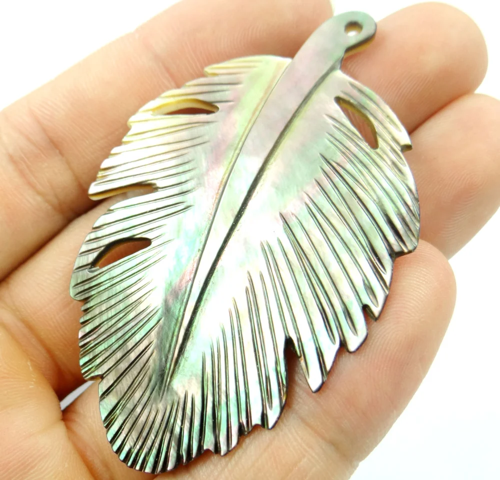 Ожерелье женское из натуральной морской ракушки кулон с листьями ручной работы