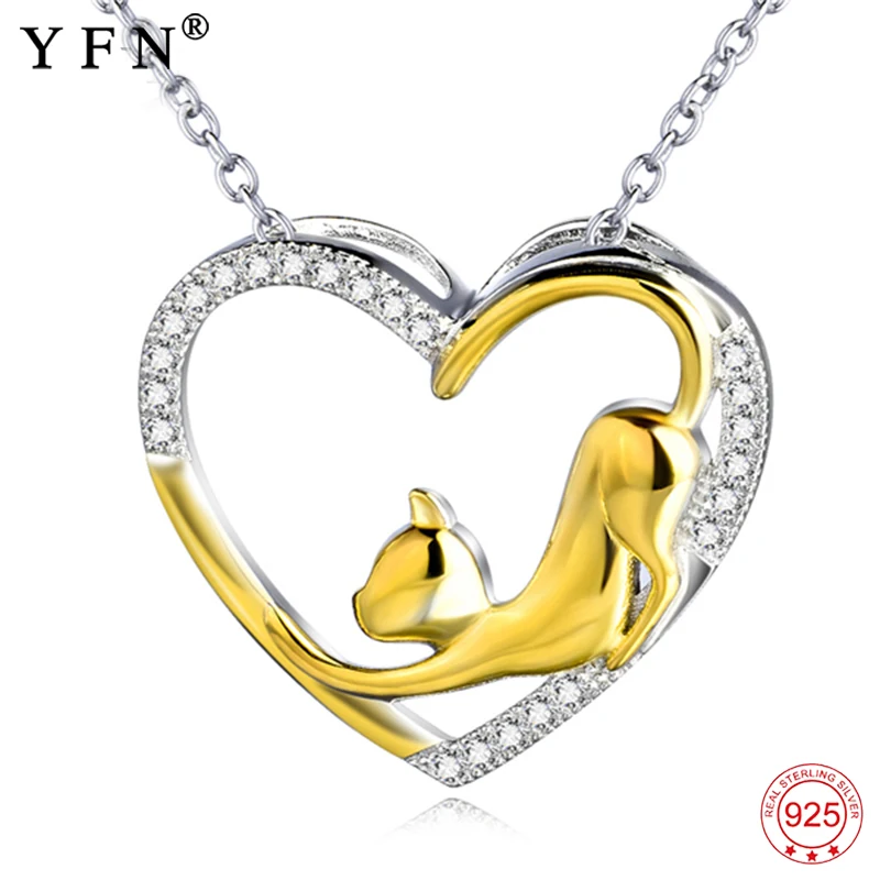 YFN Necklace 925 Sterling Silver Necklace Heart Cat Crystal Zircon Pendant Woman's Jewelry Necklace Girl's Gift Graduation Gifts
YFN Necklace 925 Sterling Silver Necklace Heart Cat Crystal Zircon Pendant Woman's Jewelry Necklace Girl's Gift Graduation Gifts