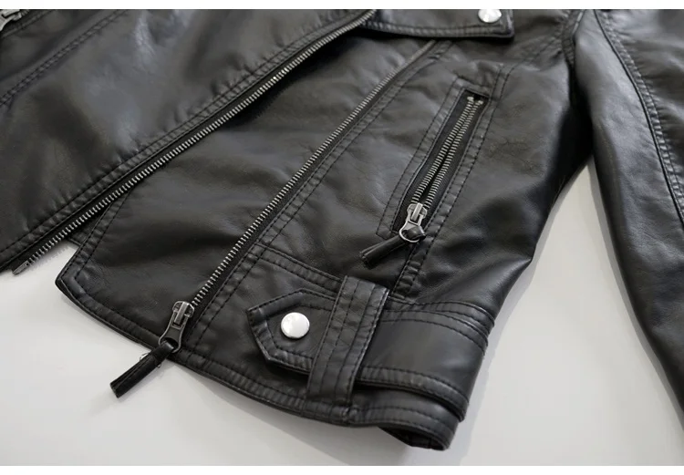 Female leather new high quality fashion brand design PU motorcycle zipper Slim lapel jacket Women | Женская одежда