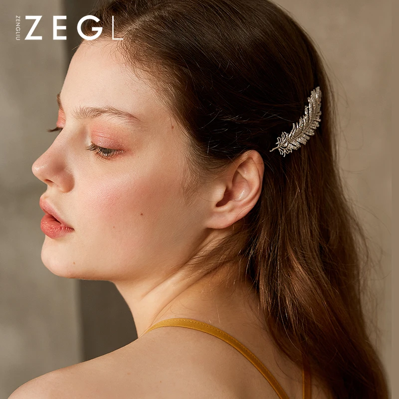 Женский головной убор ZEGL заколка для волос с перьями | Украшения и аксессуары