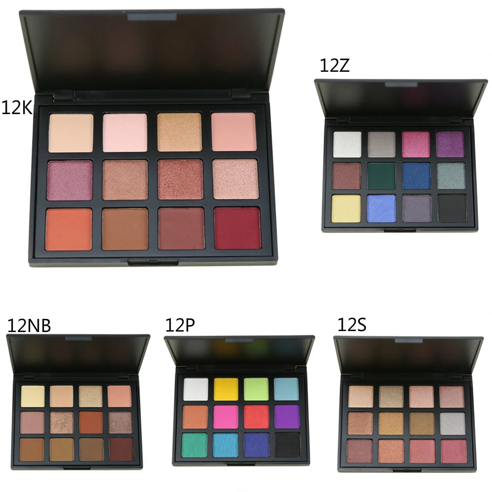 

Private Label Cosmetics Makeup Eyeshadow Palettes Wholesale No Logo 12 Colors Smoky Matte and Shimmer Eye Shadow Palette Make Up